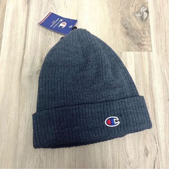 Champion Hat Men’s OS Dark Blue Logo Knit Beanie NWT - Picture 1 of 6